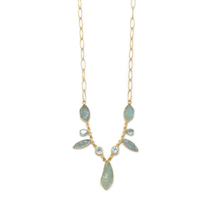 14 Karat Gold Plated Aquamarine and Blue Topaz Necklace