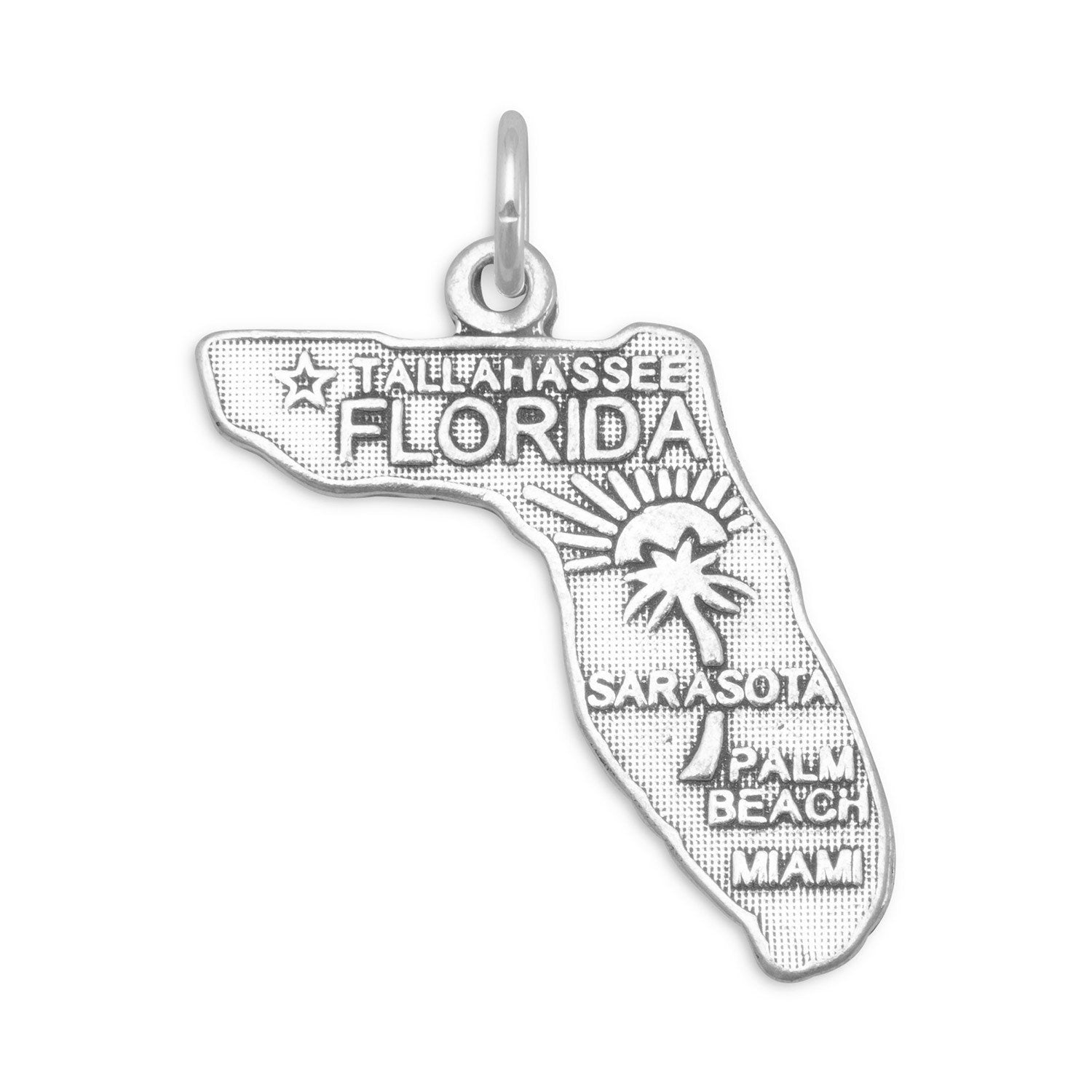 .925 Sterling Silver Louisiana State Map United States Pendant Necklace