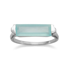 Load image into Gallery viewer, Rhodium Plated Green Chalcedony Bar Ring